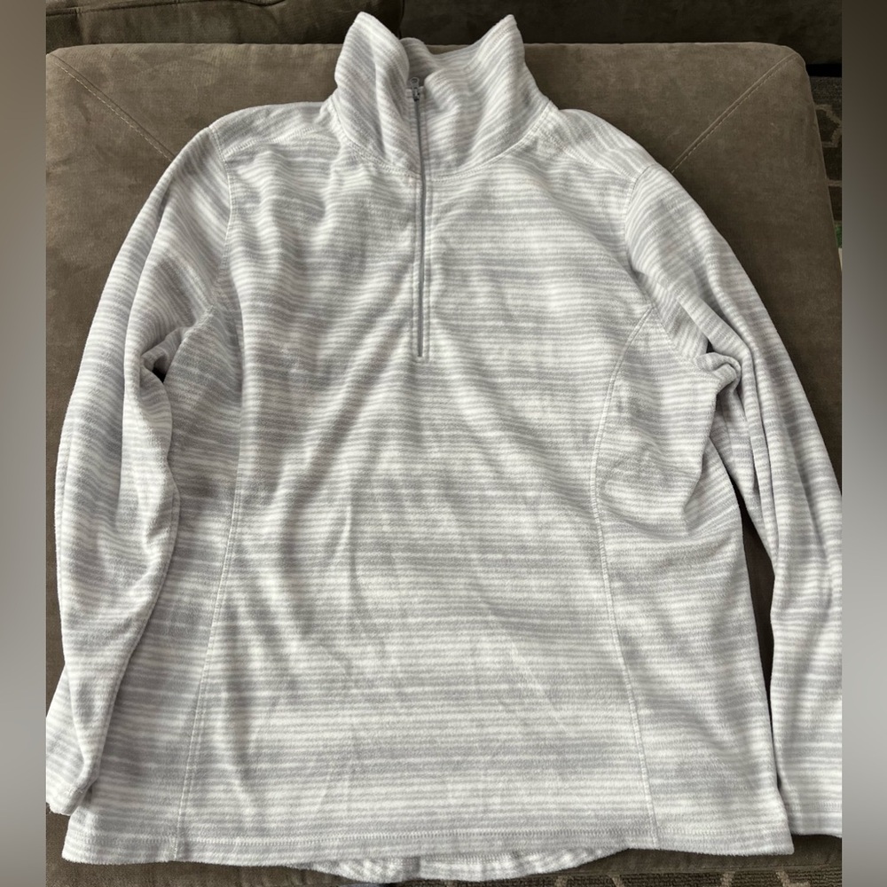 Gray Striped Quarter-Zip Pullover